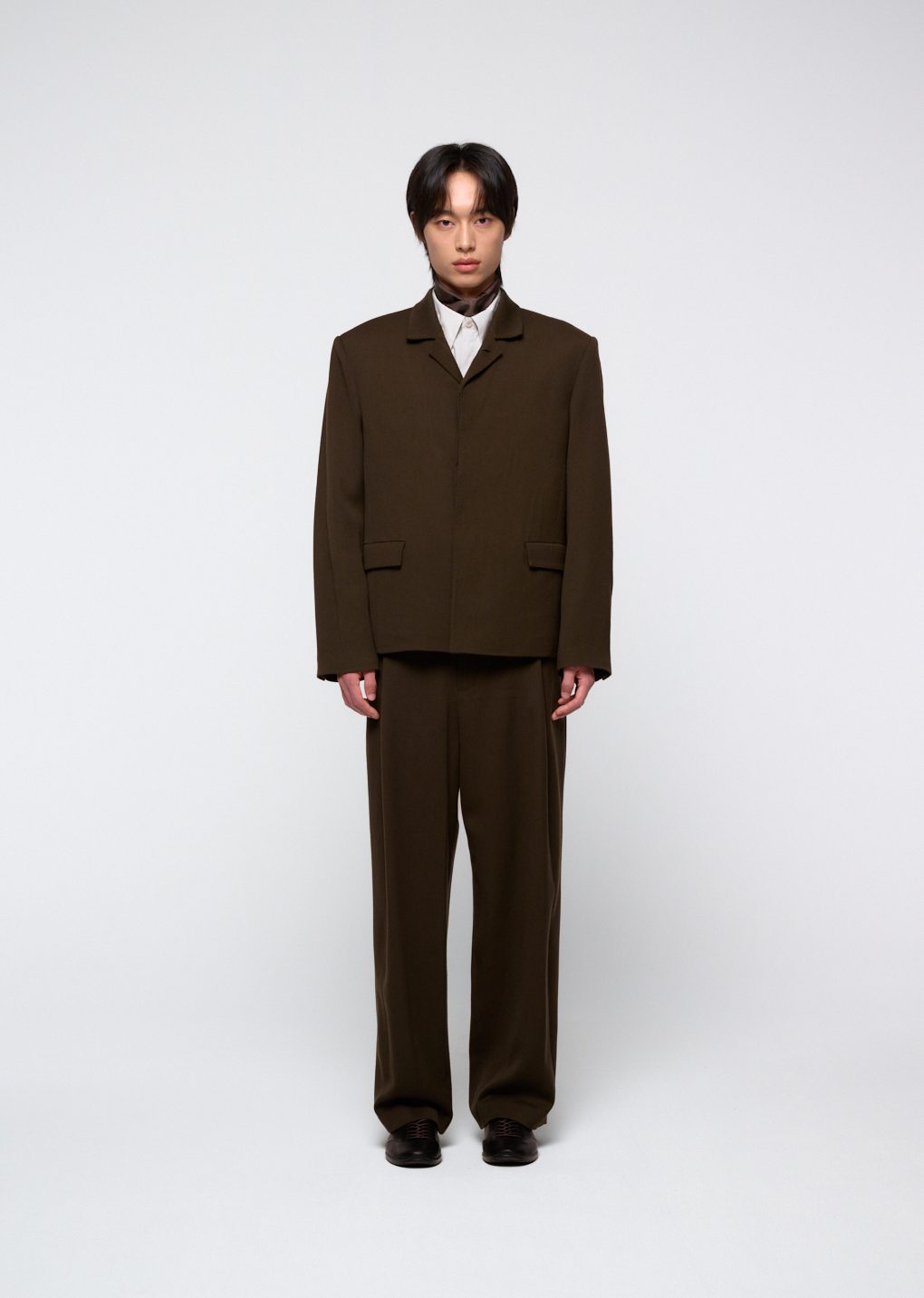 single breasted wool jacket, brown