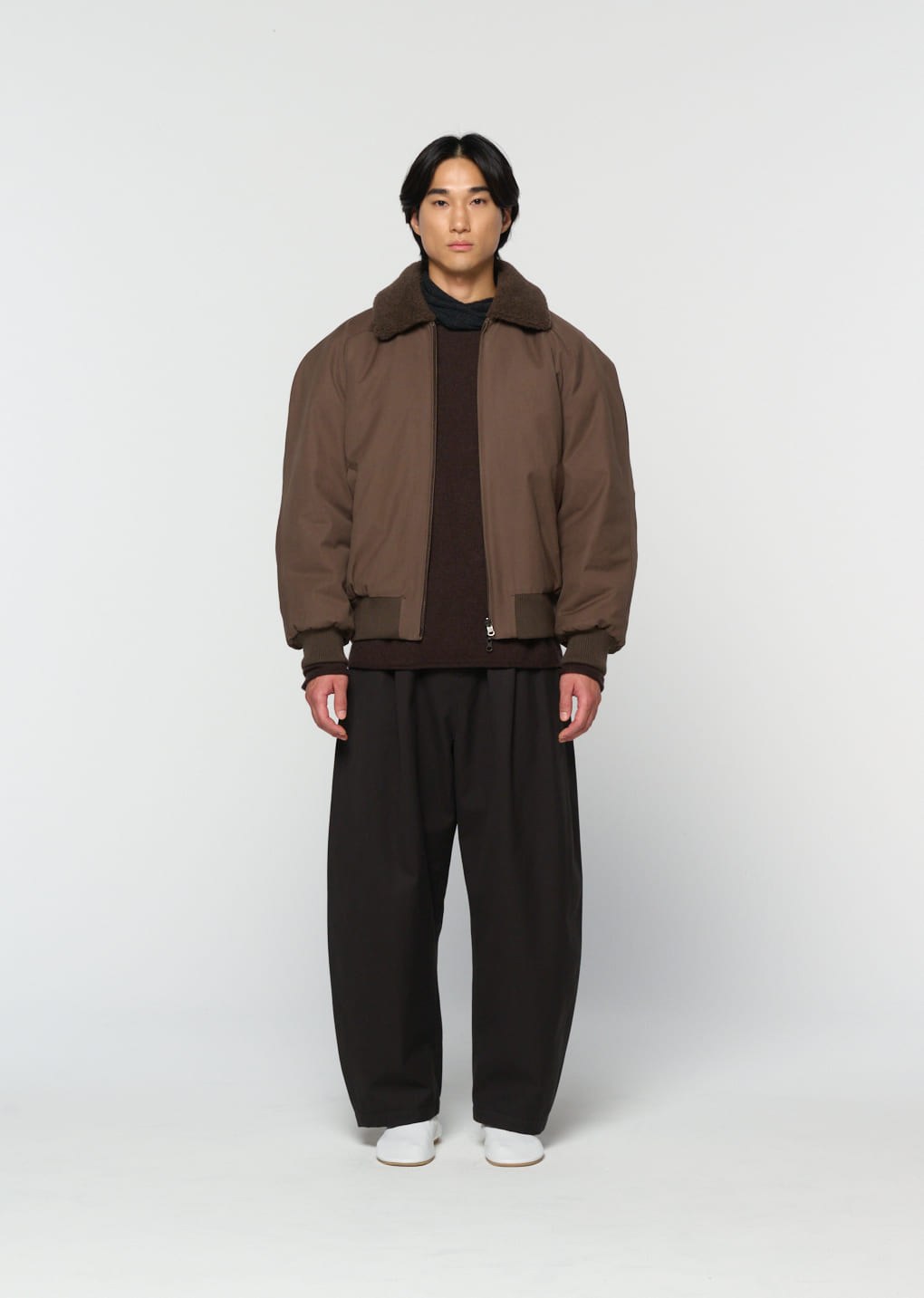 cotton reversible shearling jumper, brown