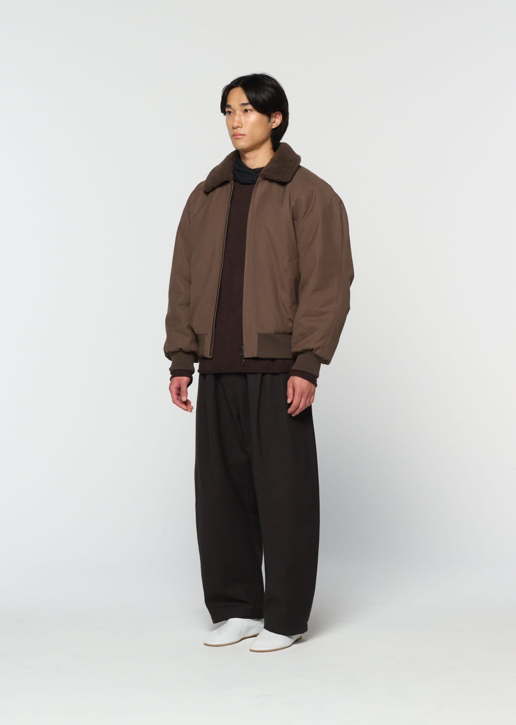 cotton reversible shearling jumper, brown