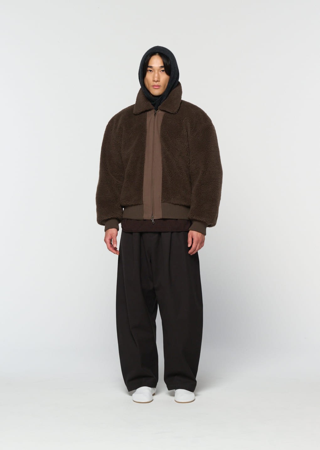 cotton reversible shearling jumper, brown