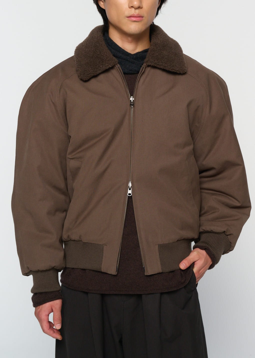 cotton reversible shearling jumper, brown