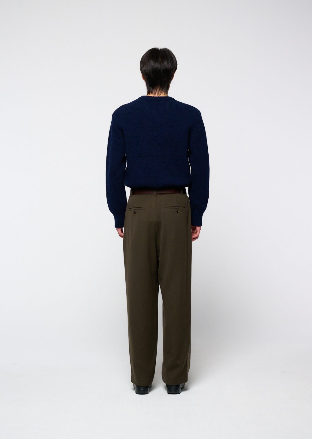 shetland wool v-neck knit, navy