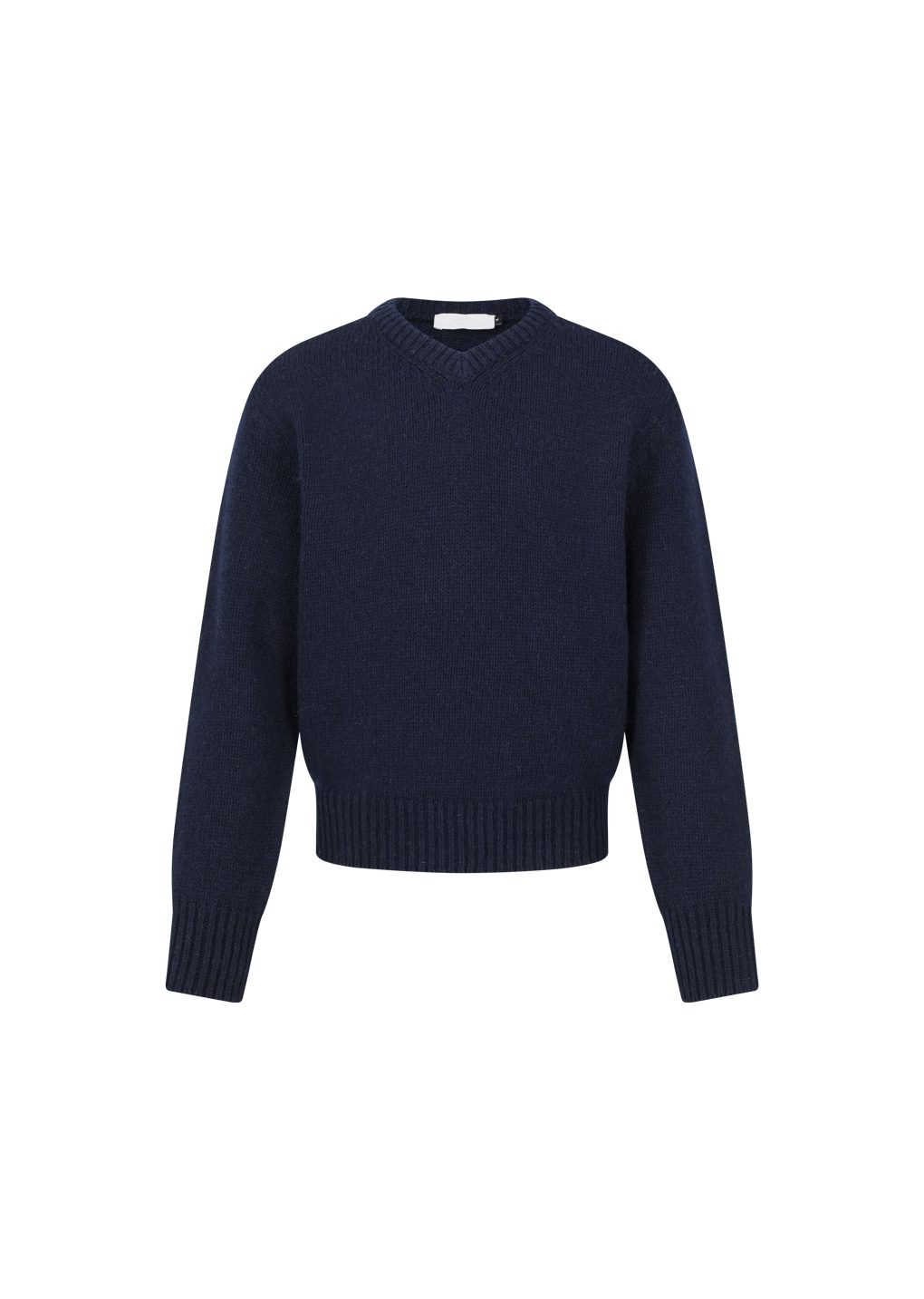 shetland wool v-neck knit, navy
