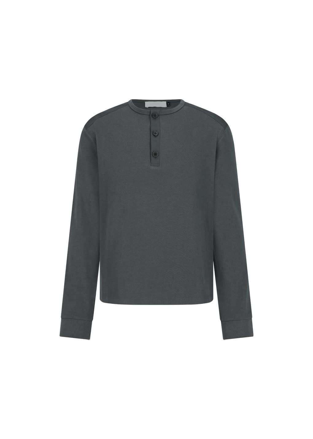 henley neck long sleeve, charcoal