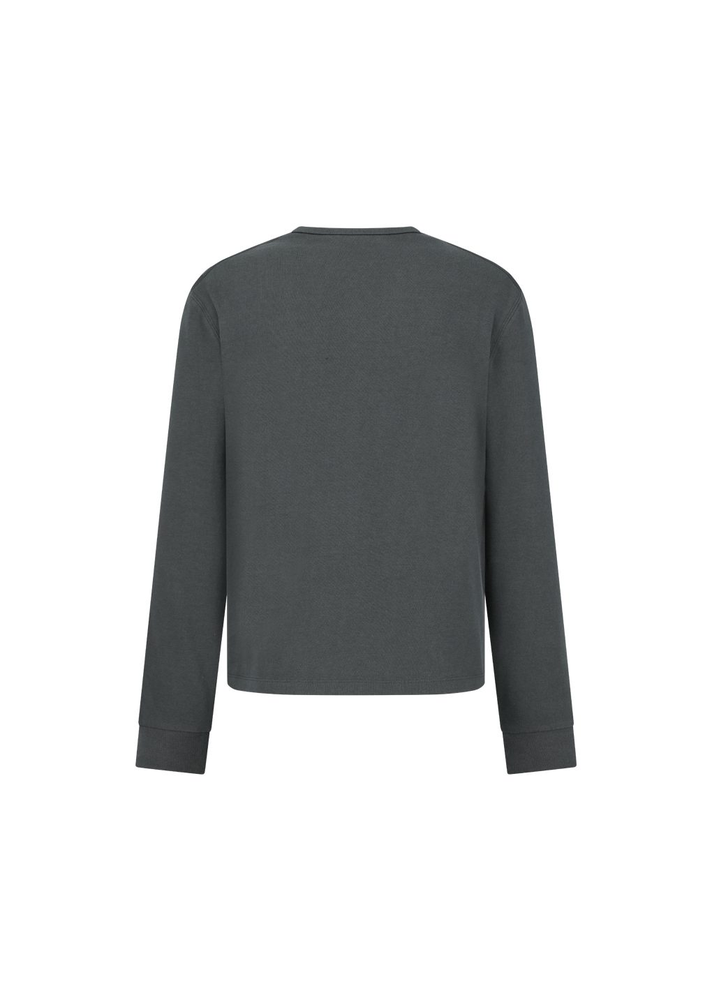 henley neck long sleeve, charcoal