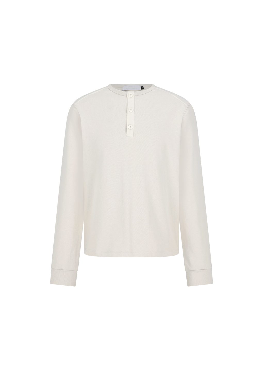 henley neck long sleeve, ivory