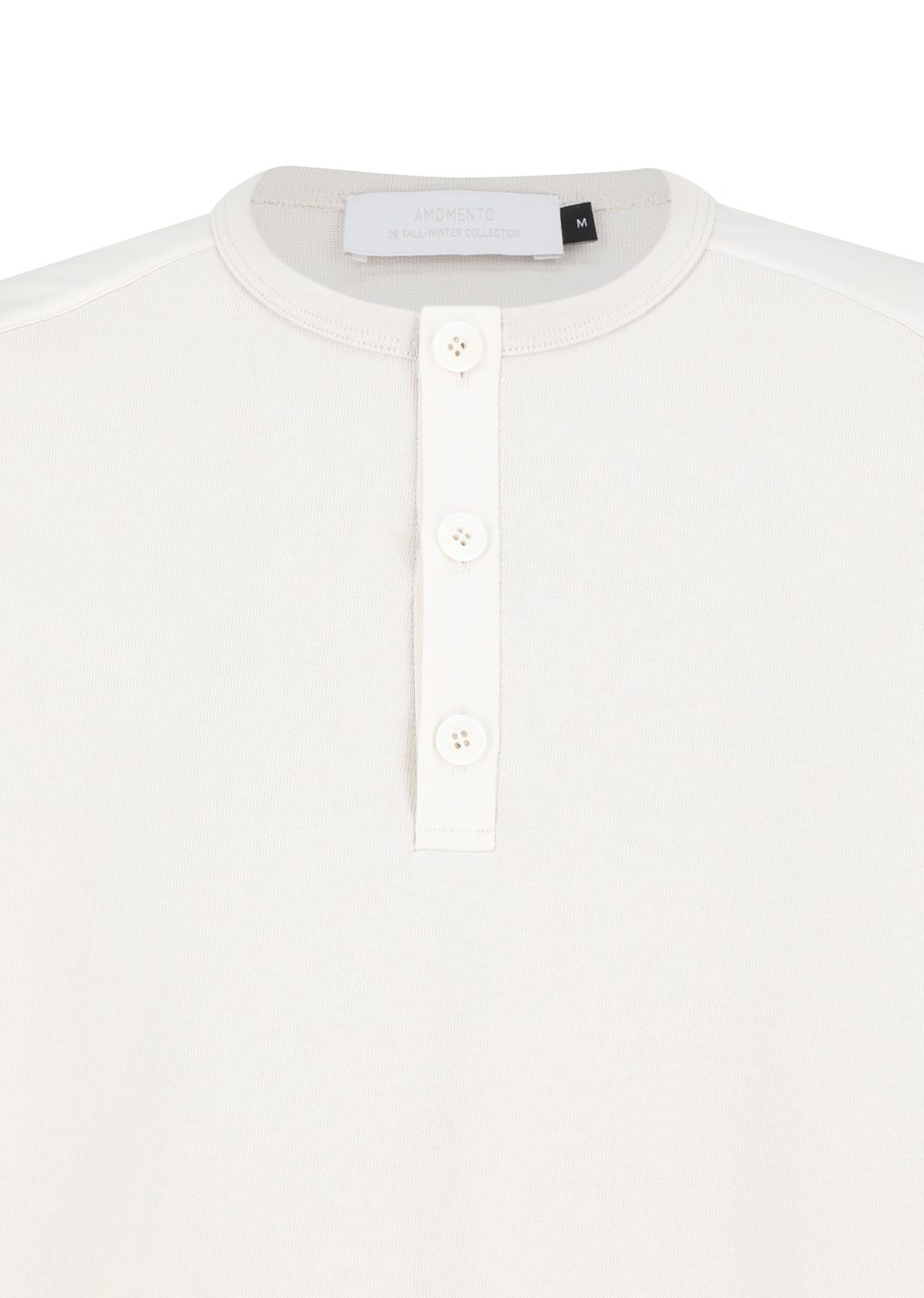 henley neck long sleeve, ivory