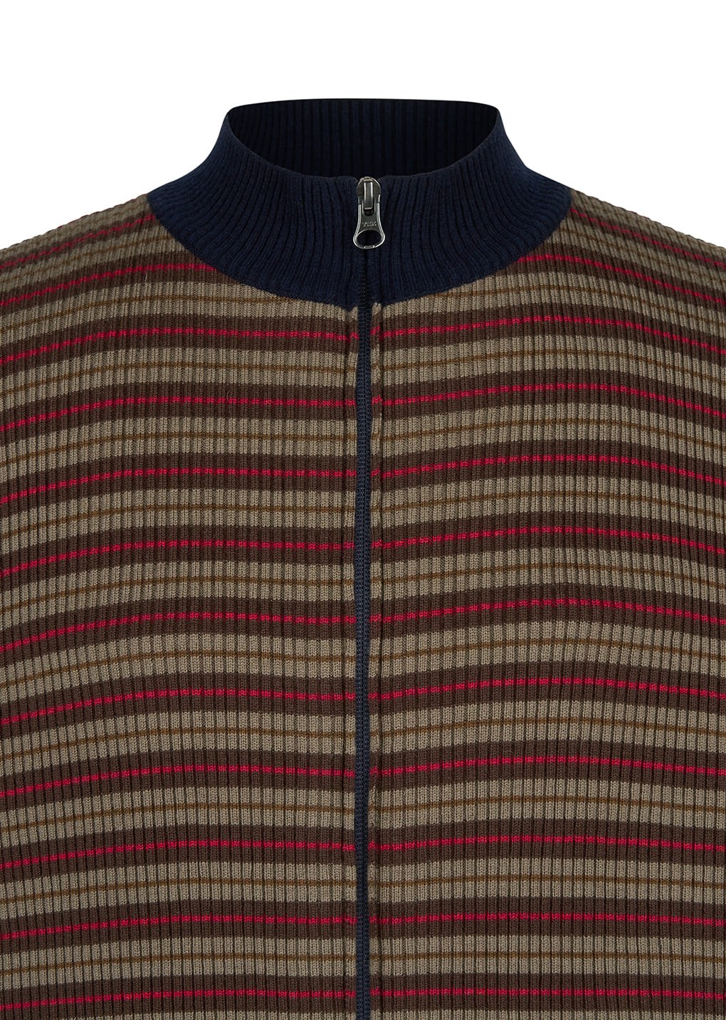 stripe zip up cardigan, brown