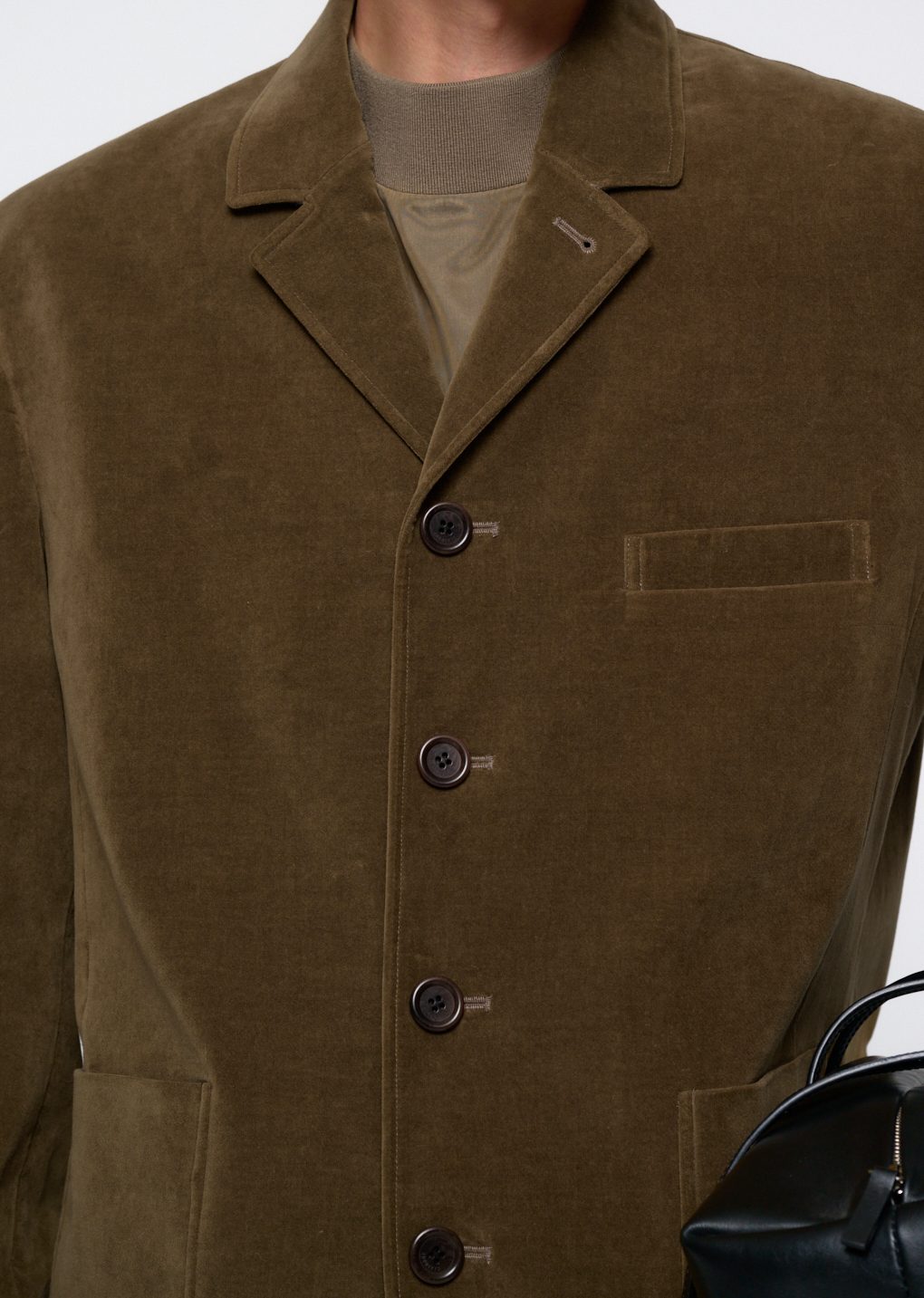 velvet oversized jacket, khaki