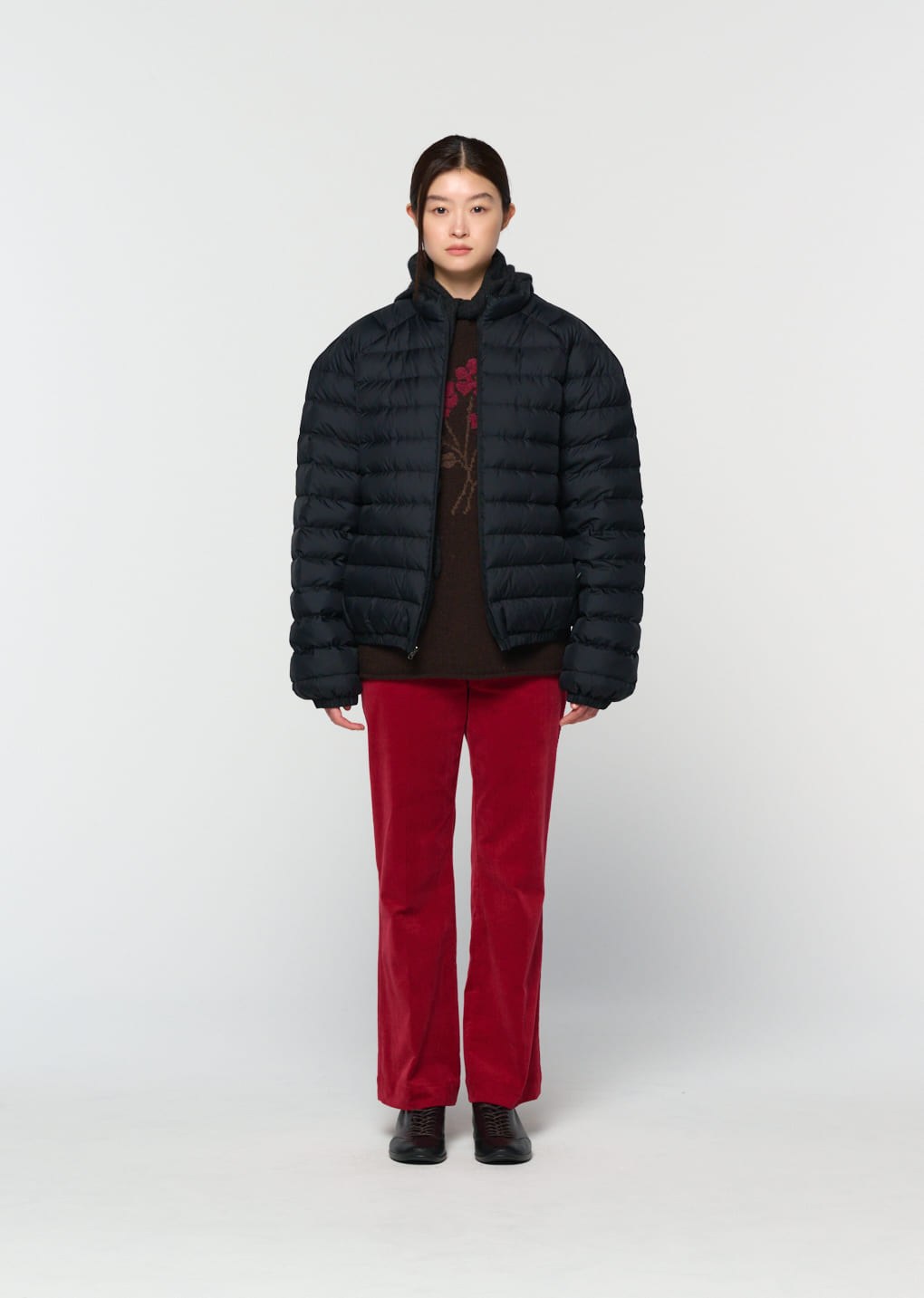 goose down reversible jumper, black hover