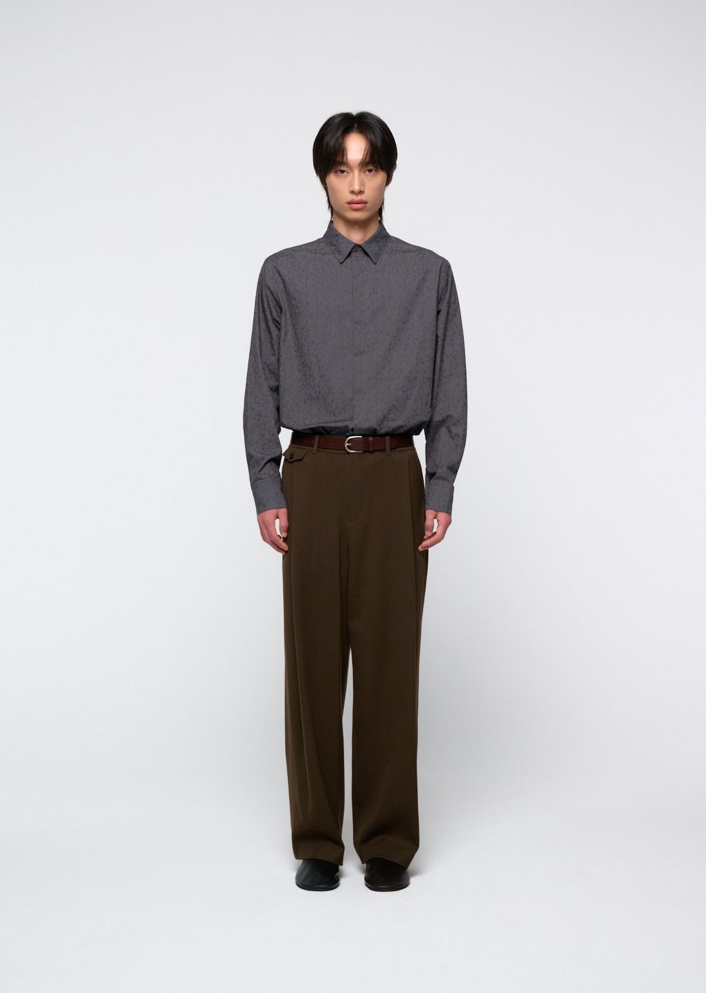 floral basic shirt, grey
