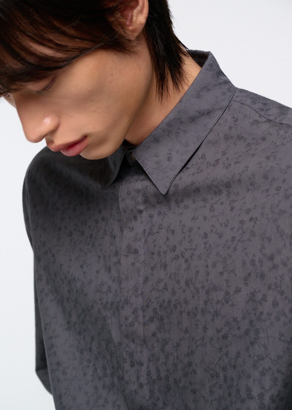 floral basic shirt, grey