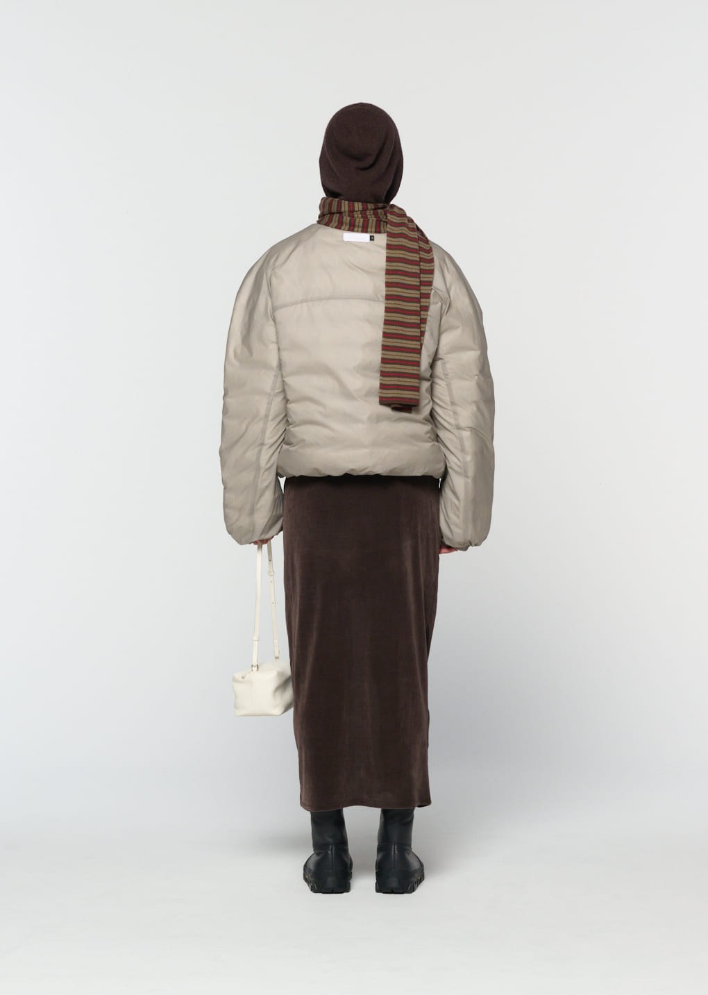 stripe knit scarf, brown