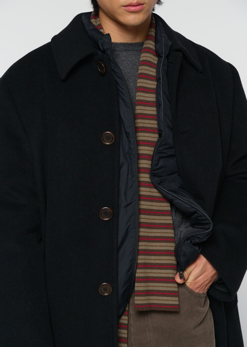 stripe knit scarf, brown