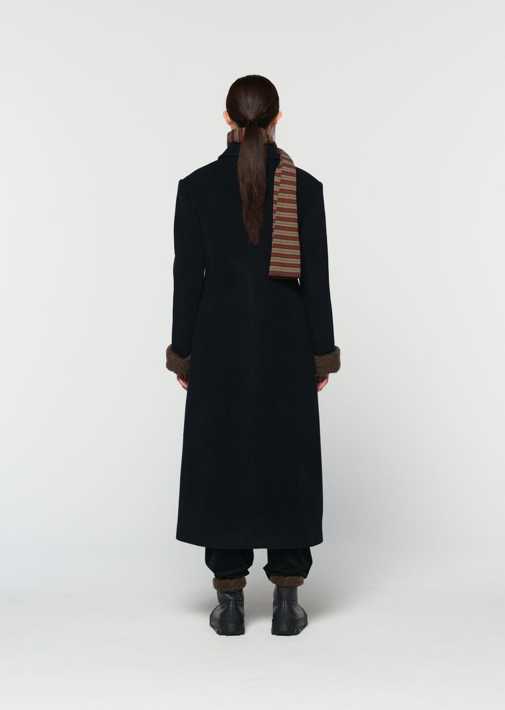 stripe knit scarf, brown