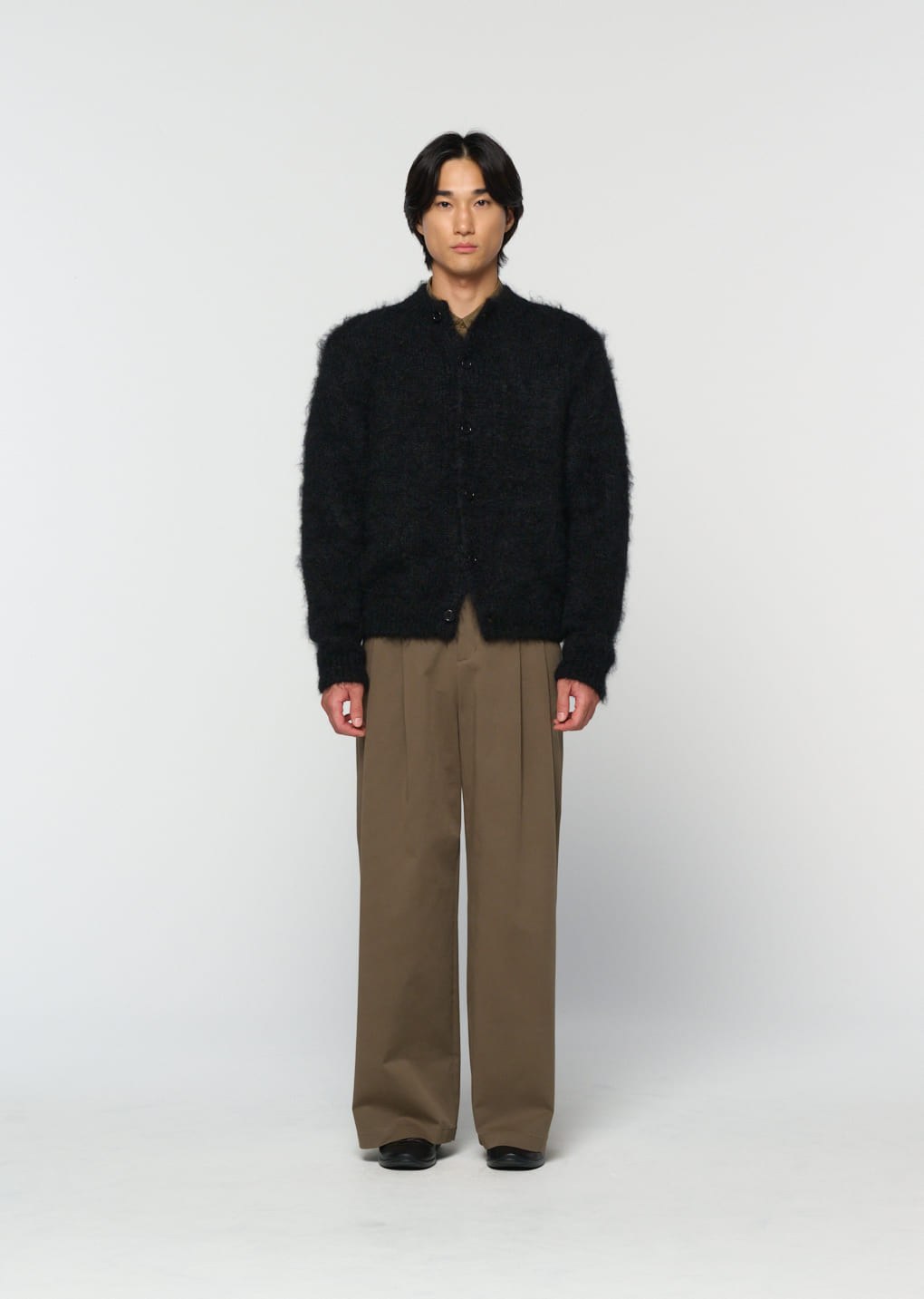 men's mohair bulky cardigan, black