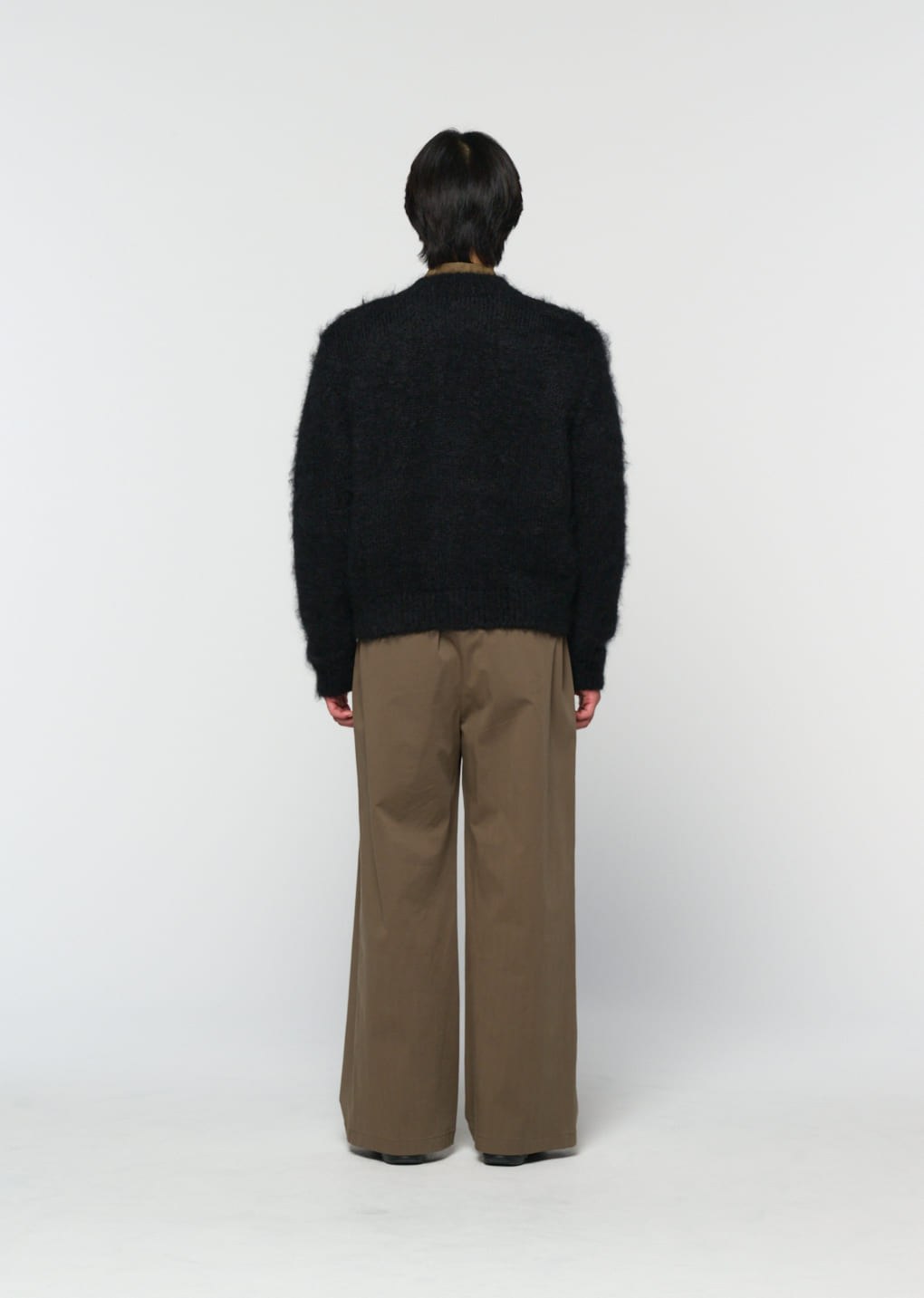 men's mohair bulky cardigan, black
