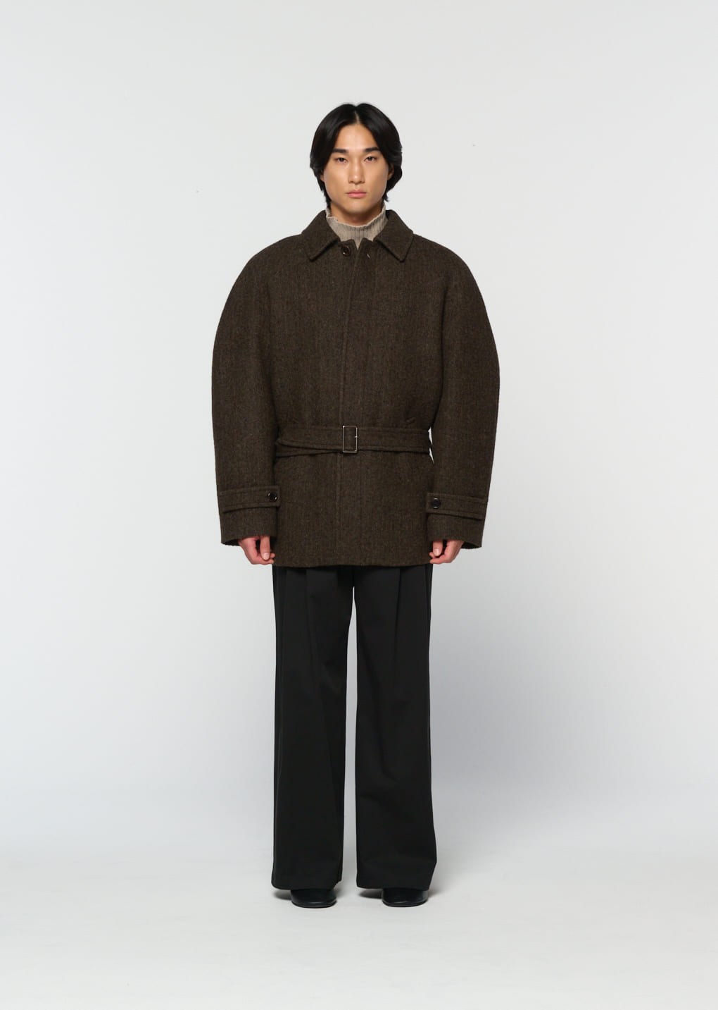 belted mid coat, khaki