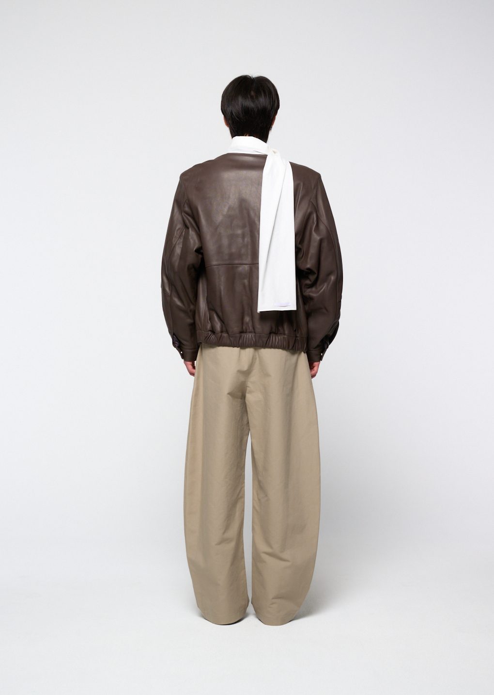 men's curved long pants, beige