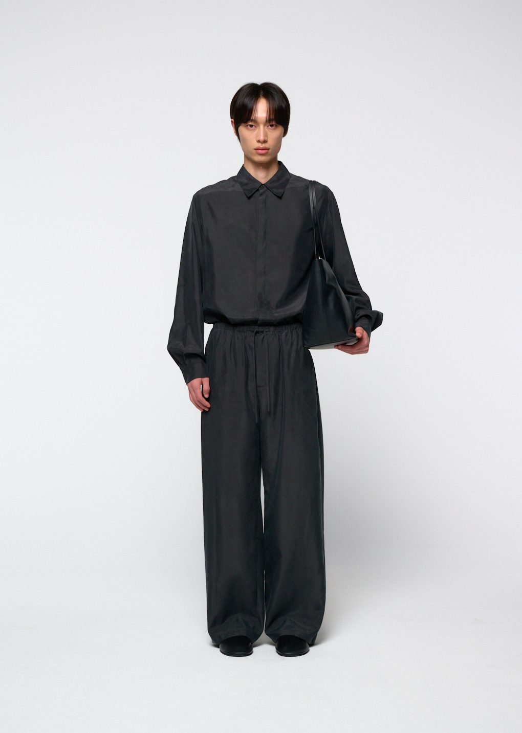 cupro shirt, charcoal