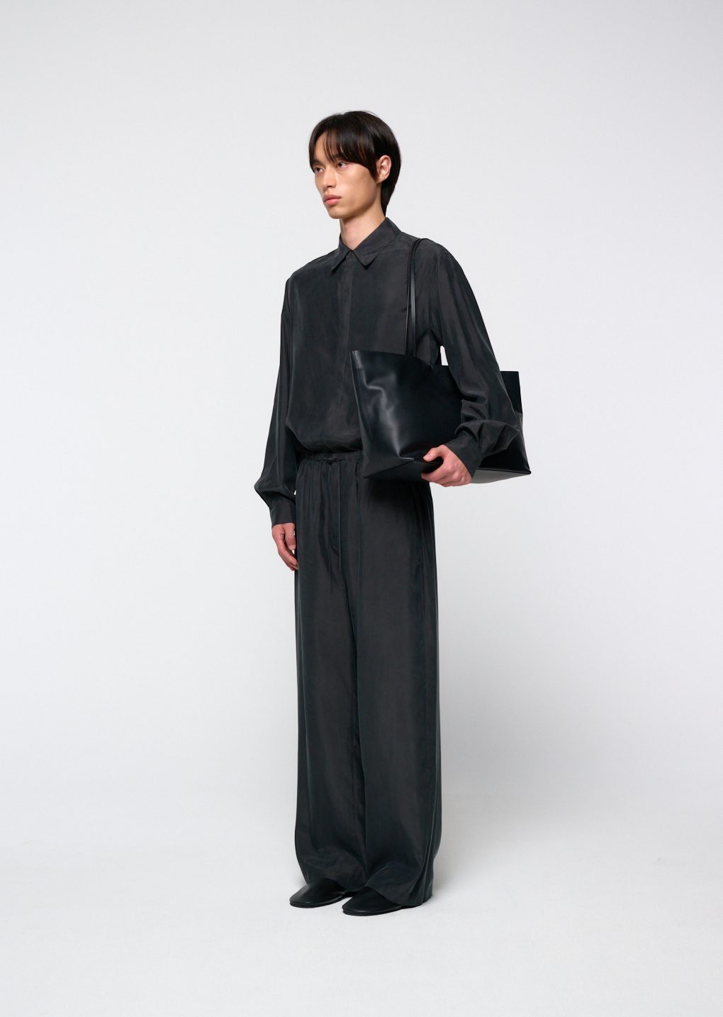 cupro shirt, charcoal