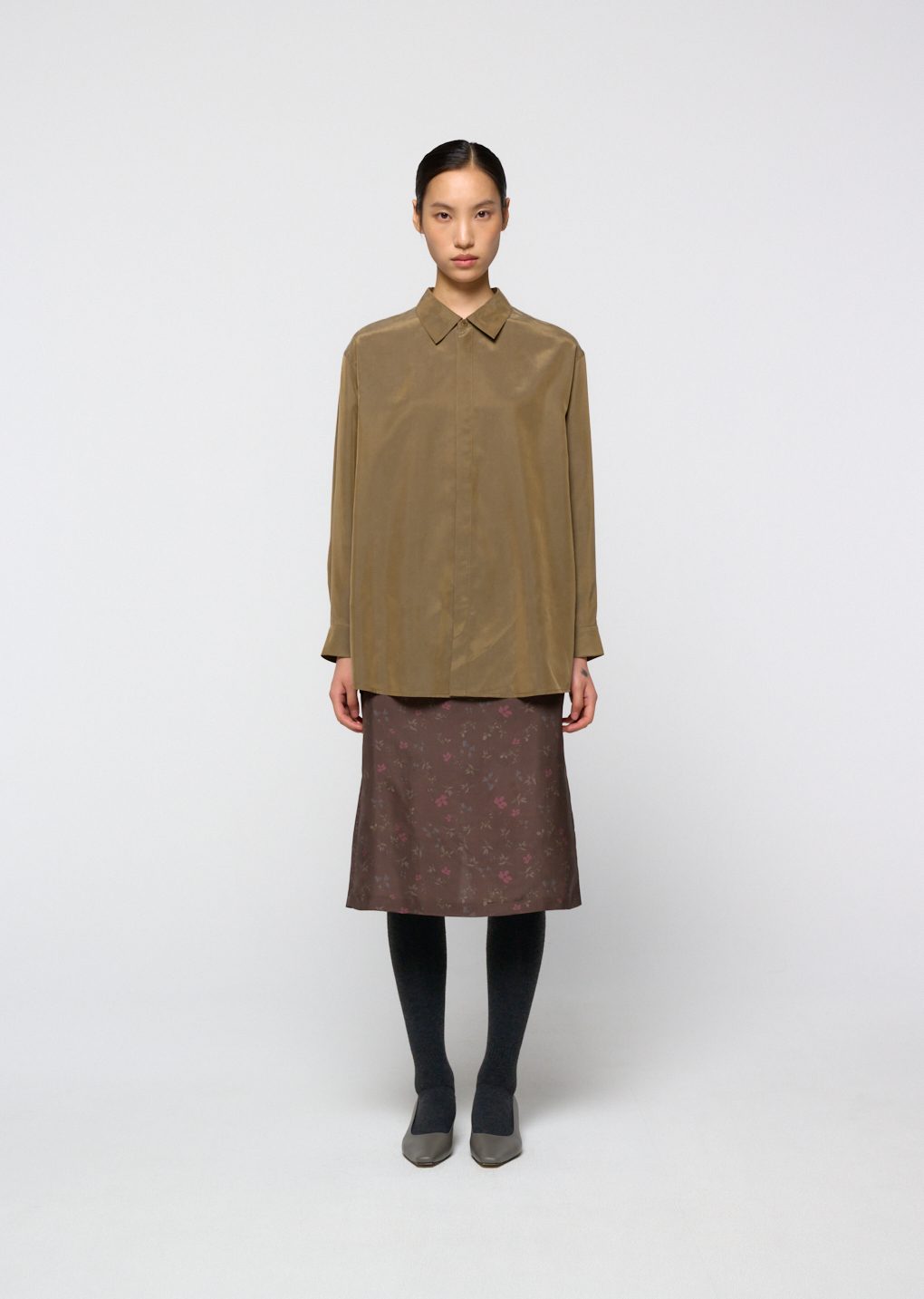 cupro shirt, khaki