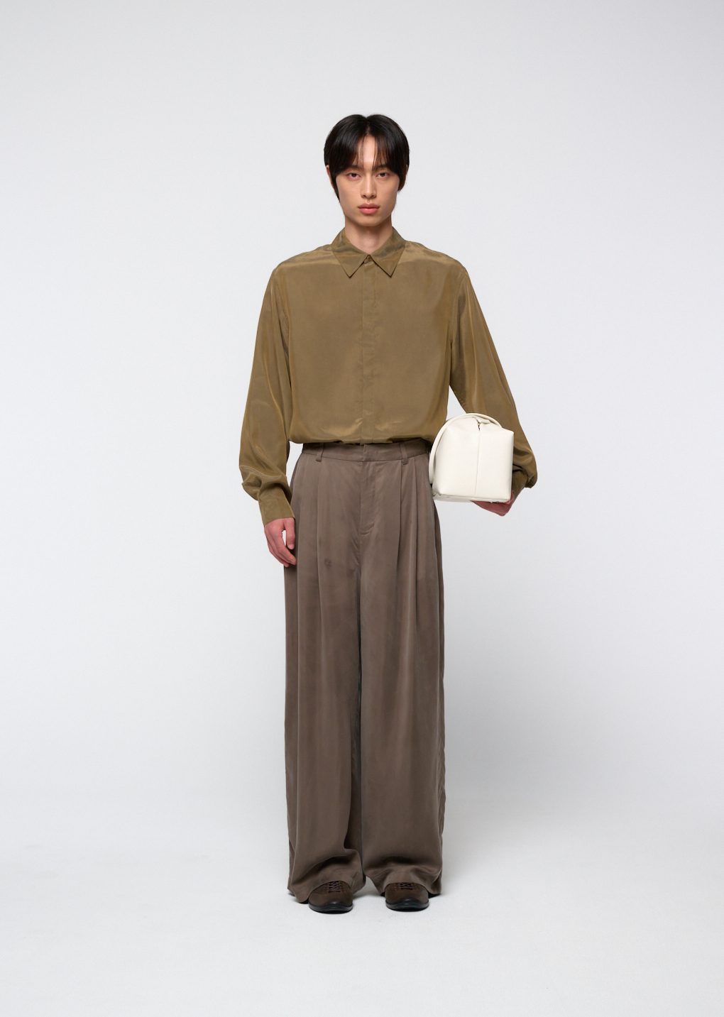 cupro shirt, khaki