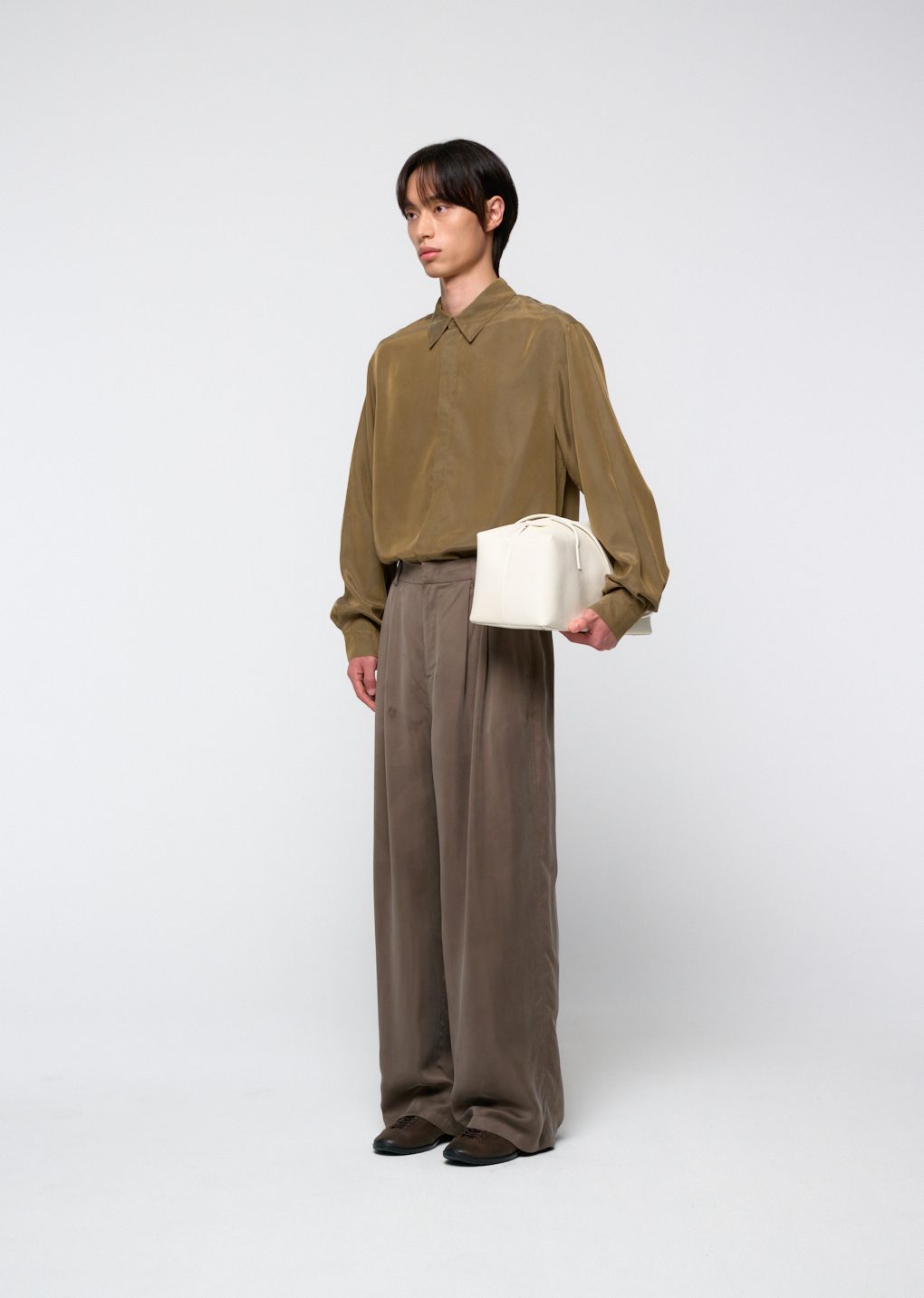 cupro shirt, khaki