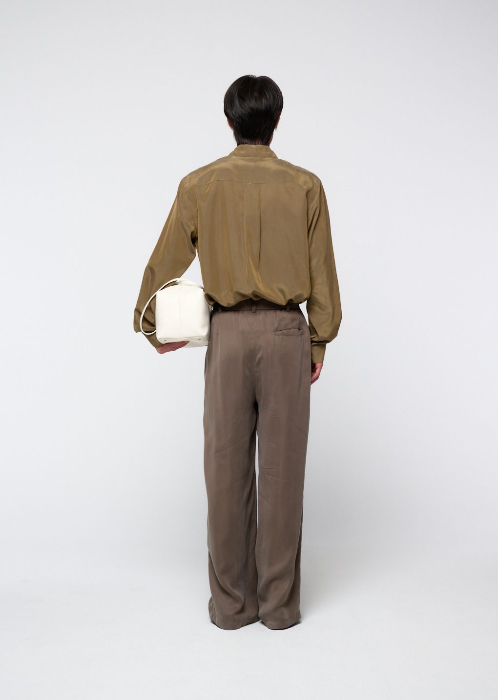 cupro shirt, khaki