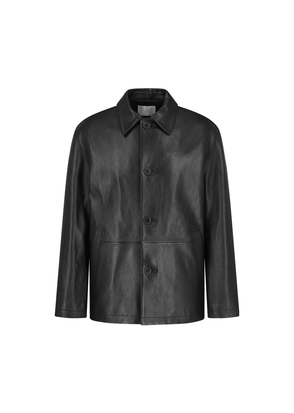 lambskin mid jacket, black
