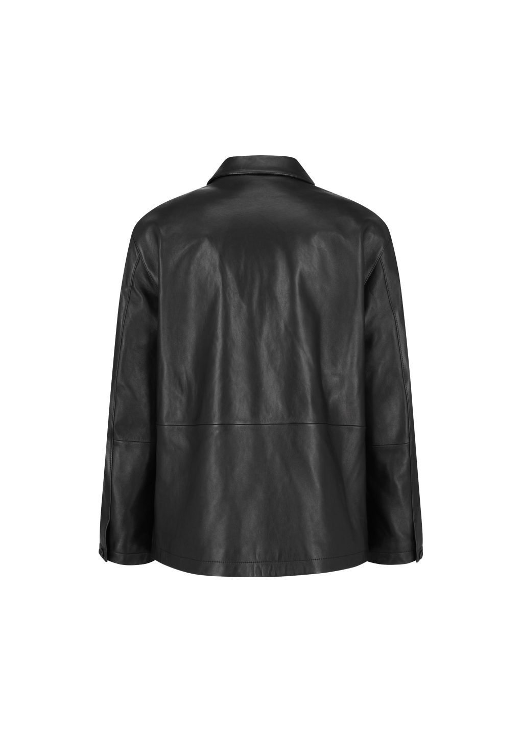 lambskin mid jacket, black
