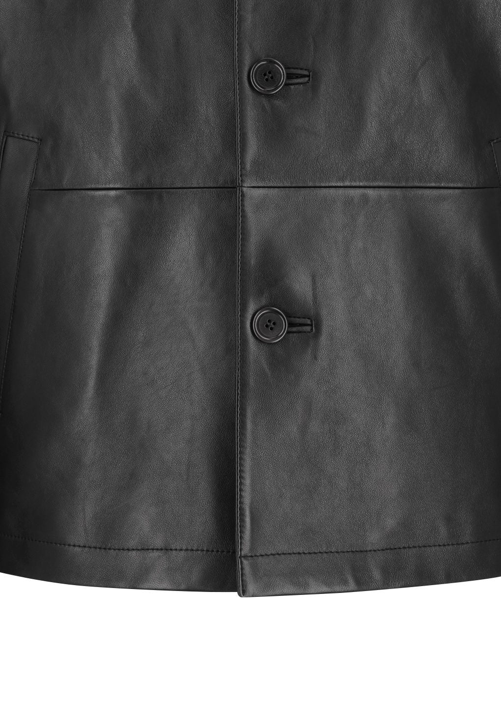 lambskin mid jacket, black