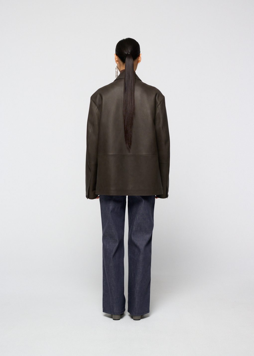 lambskin mid jacket, brown