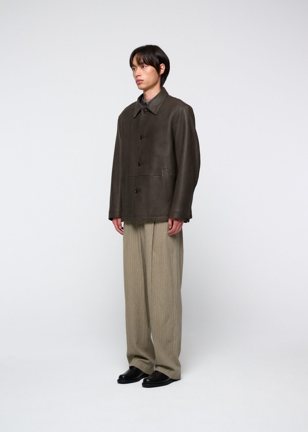 lambskin mid jacket, brown