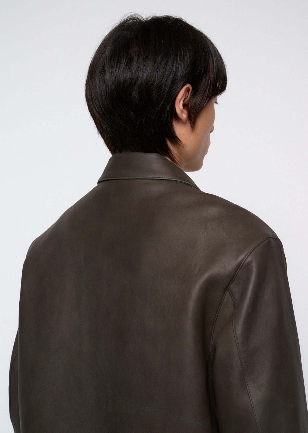 lambskin mid jacket, brown