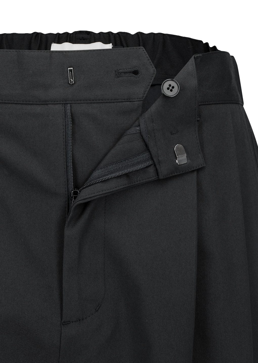 men's two tuck wide banding pants, black