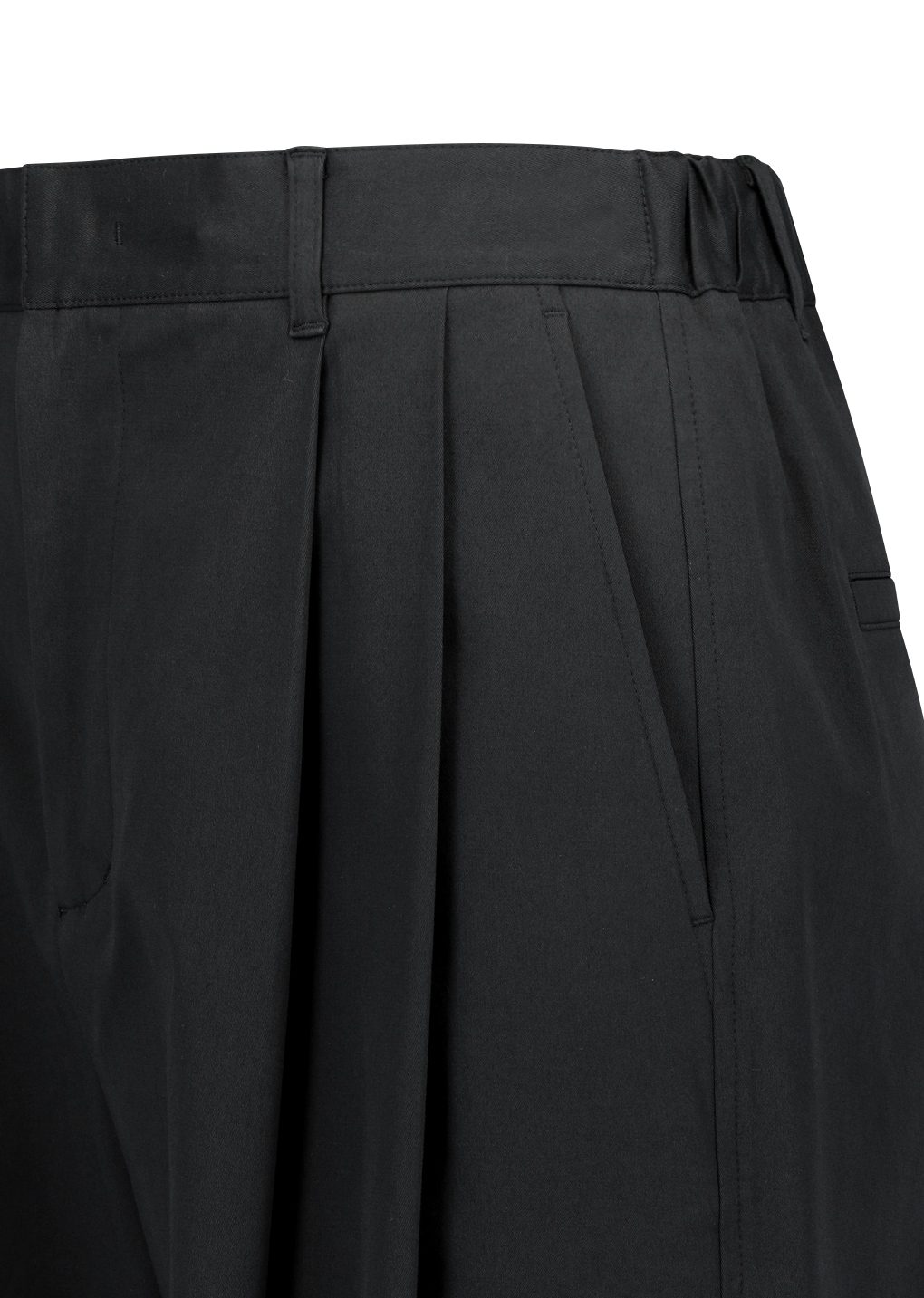 men's two tuck wide banding pants, black