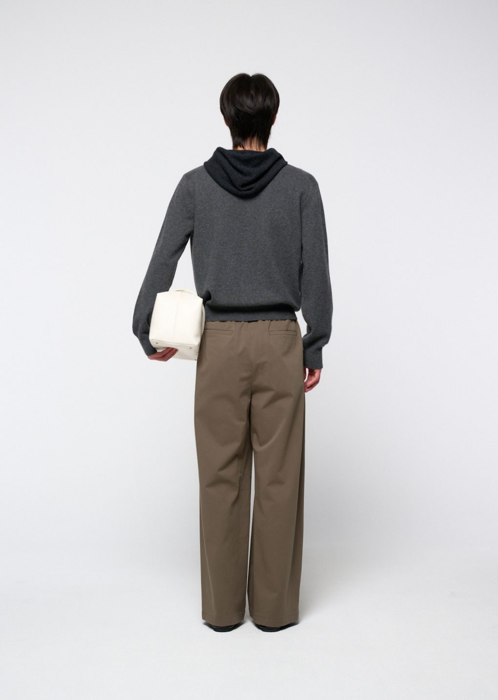 men's two tuck wide banding pants, khaki