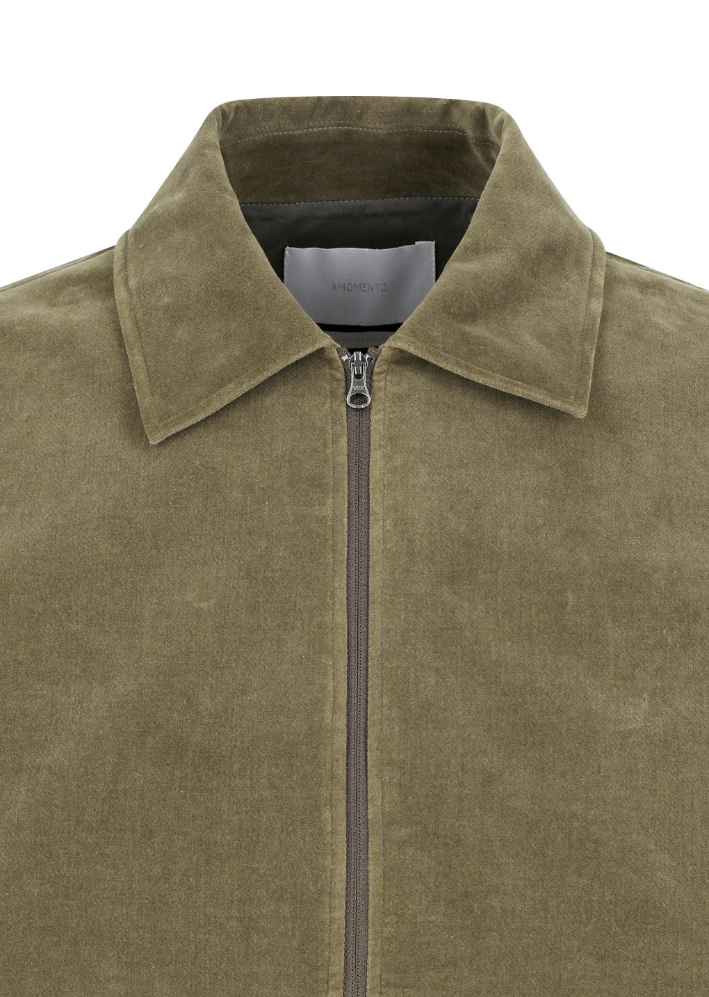 velvet zip up jumper, khaki