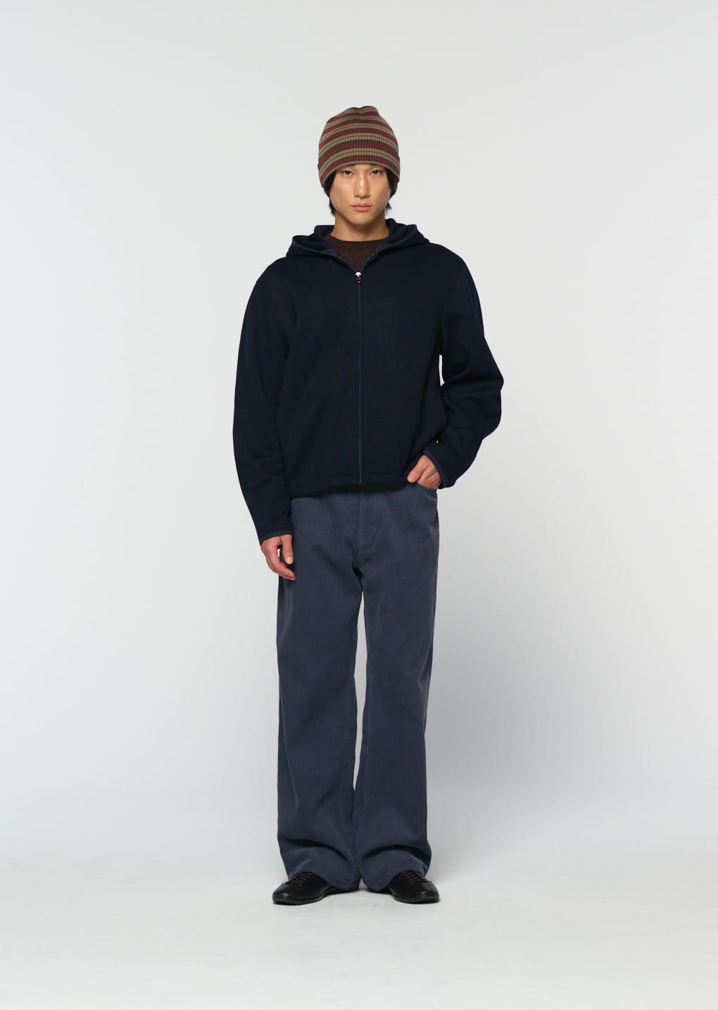 corduroy straight pants, blue