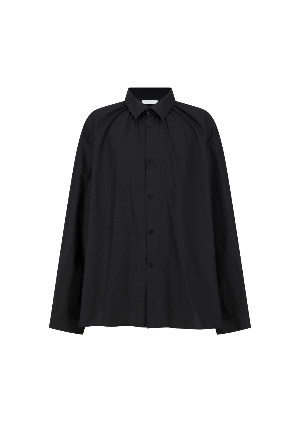 neck shirring shirt, black