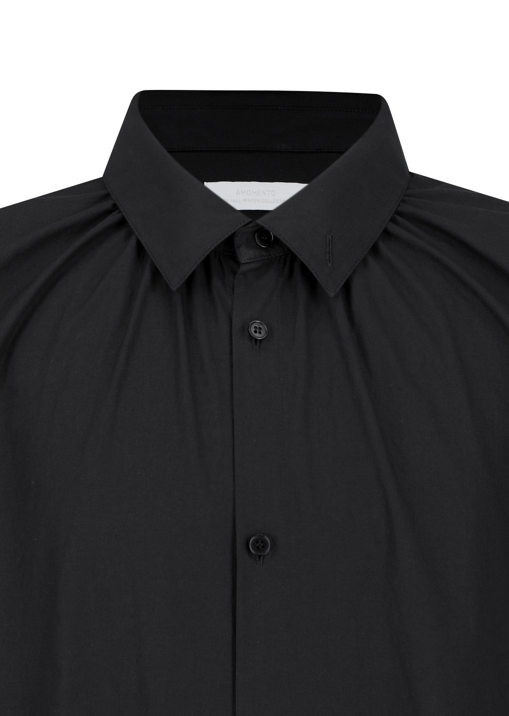 neck shirring shirt, black
