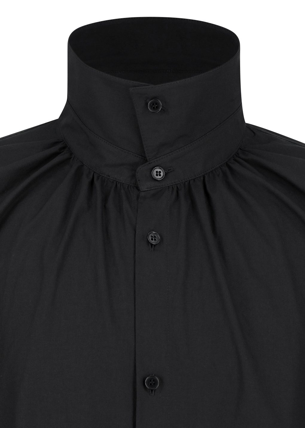 neck shirring shirt, black