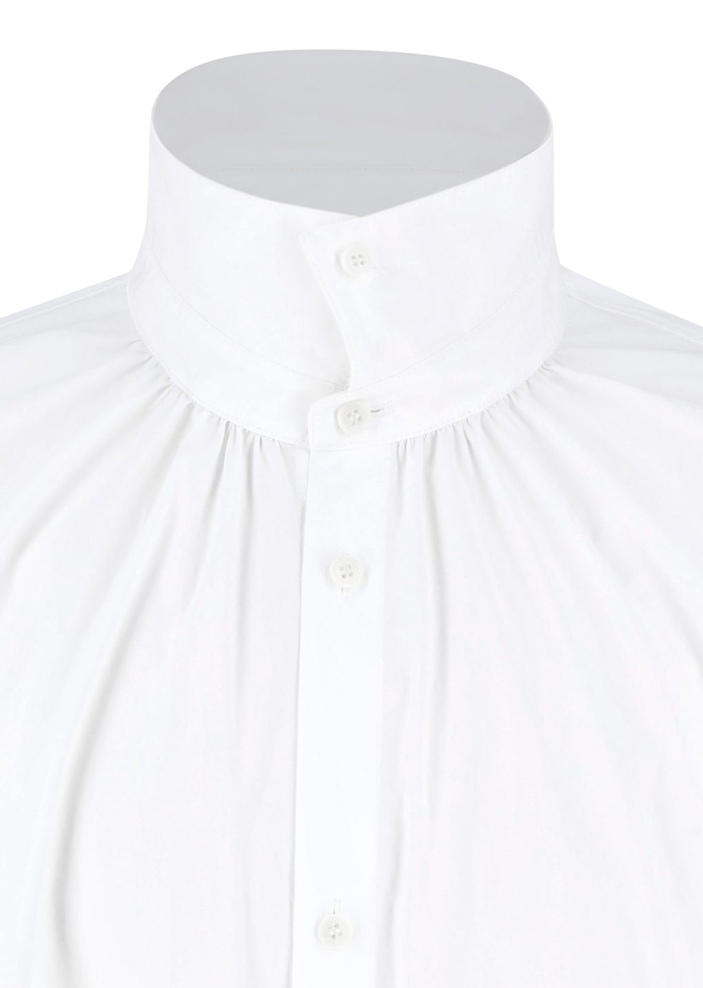 neck shirring shirt, white