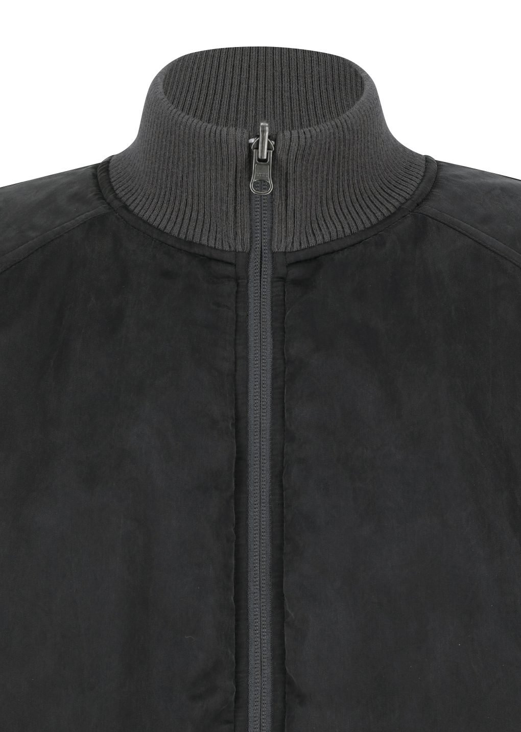 ribbed silky blouson, black