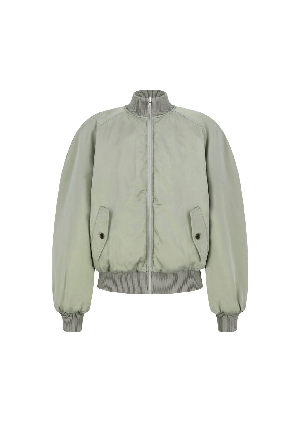 ribbed silky blouson, khaki