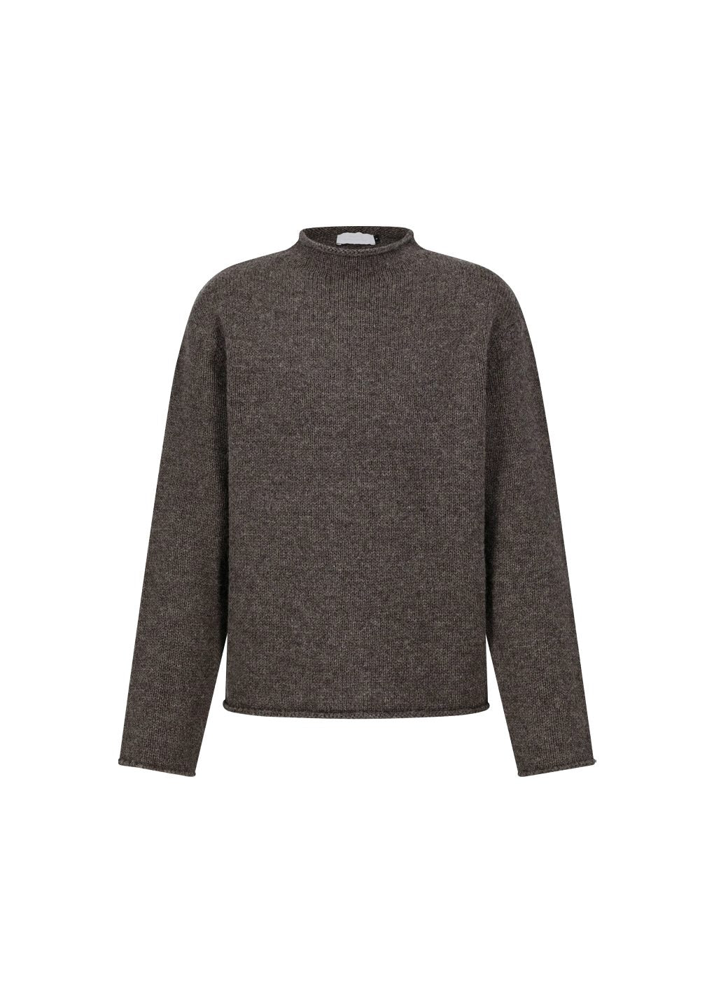 shetland wool rollneck sweater, brown