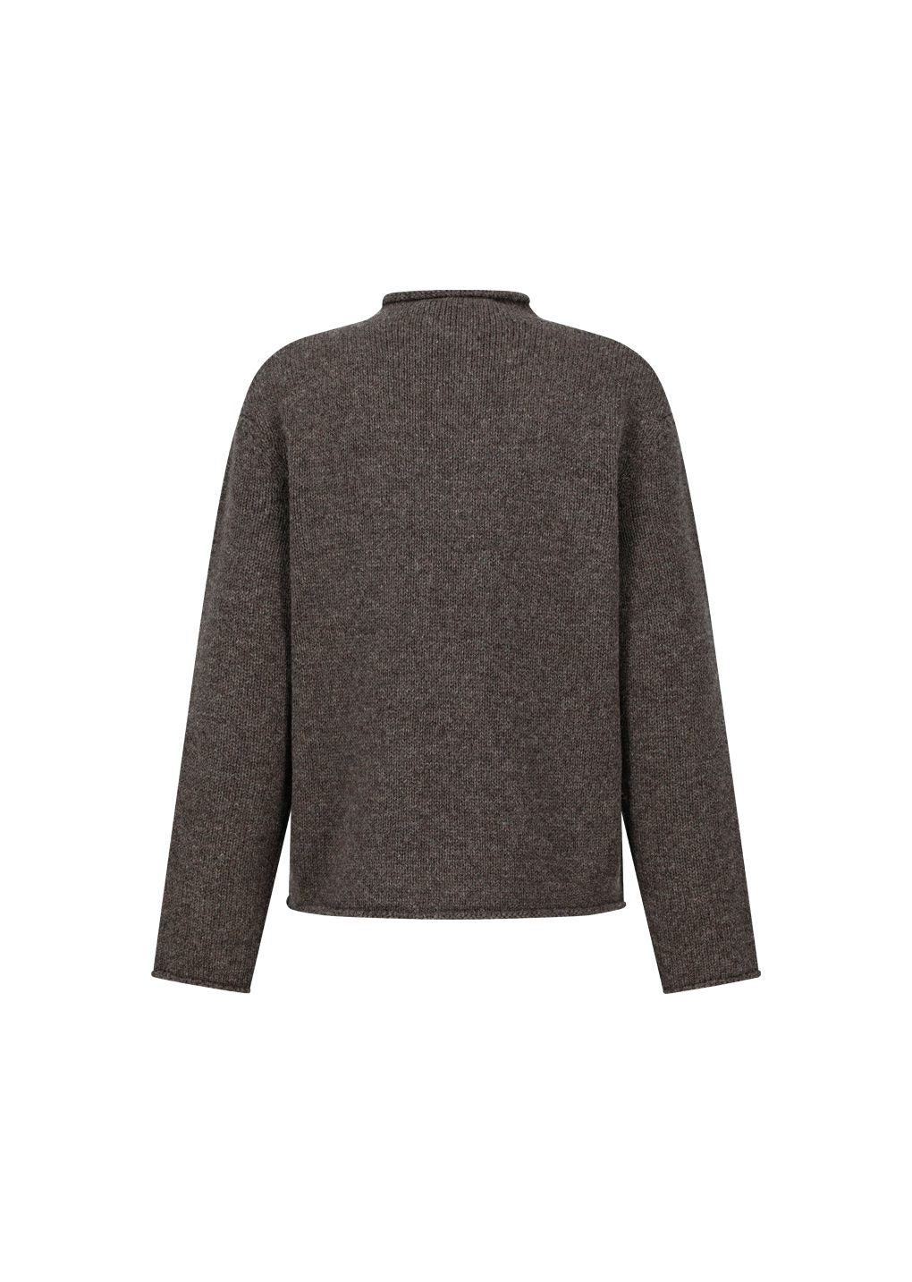 shetland wool rollneck sweater, brown