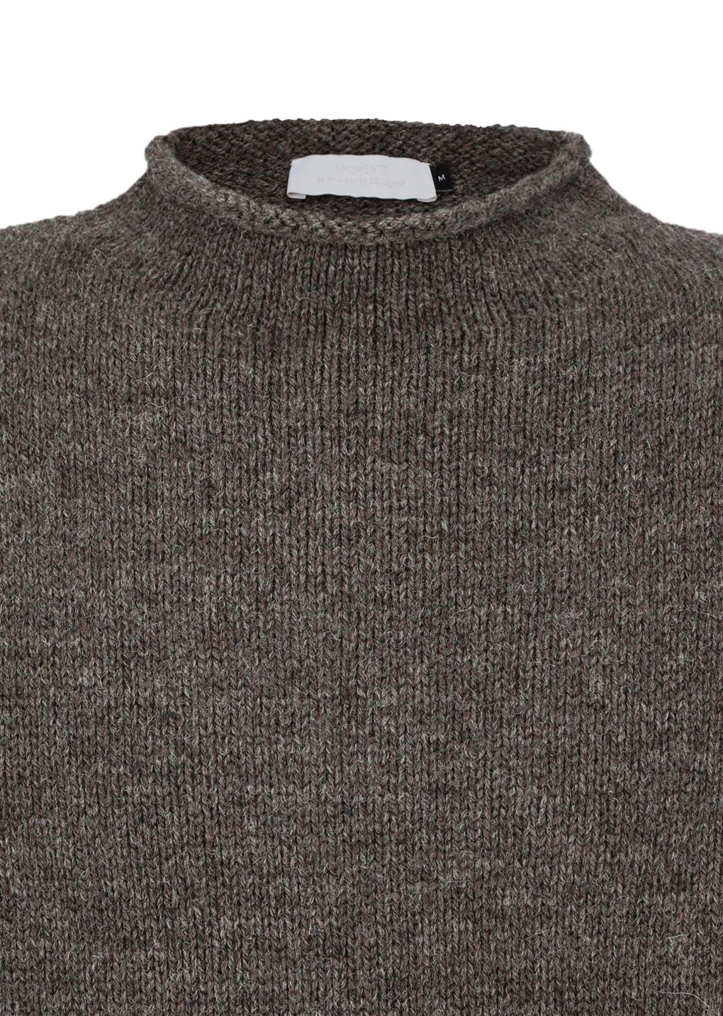 shetland wool rollneck sweater, brown