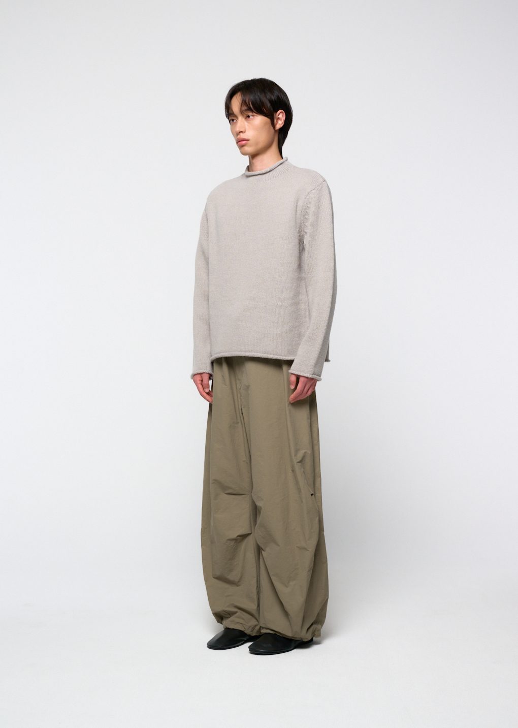 shetland wool rollneck sweater, grey